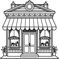 extra fancy and adorable little vintage store, illustration line art vector