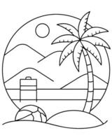 a coloring page of an beach volleyball with no color just black lines, illustration line art vector