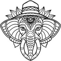 diseño un detallado elefantes cara vistiendo un Víspera de Todos los Santos sombrero, con mandala estilo garantizar el diseño tiene vector