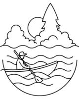 a coloring page of an ocean paddling with no color just black lines, illustration line art vector
