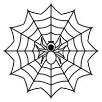 spider webs and a scary spider mandala, illustration line art vector