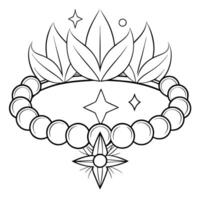 logo for magic 3 row beaded bracelet with crystals, illustration line art vector