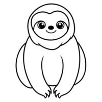 cute sloth, illustration line art vector