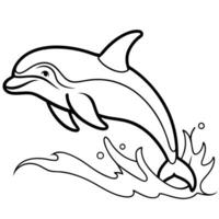 a line art with bold style an orca whale breaching the ocean surface with detailed water splashes vector
