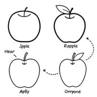 illustrate different types of apples, showcasing the variety of shapes and sizes eg, granny smith, vector