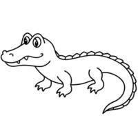 a drawing of a simple cute alligator, illustration line art vector