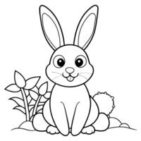 draw a cute bunny for a coloring book, with large eyes, a friendly smile, and simple, bold outlines vector