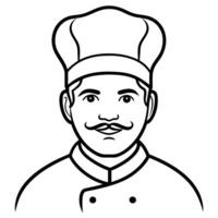 a good looking chef had silhouette style with white background, illustration line vector
