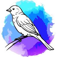 a 3d render of a minimalist watercolor painting of a bird perched on a branch the bird has a soft vector