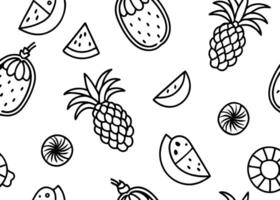 bright and colorful patterns featuring tropical fruits like pineapples, mangoes, bananas, vector