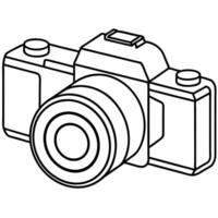 photographic camera sketch and 2d animated, dslr camera, illustration line art vector