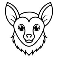 aye-aye head icon on white background, illustration line art vector