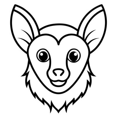 aye-aye head icon on white background, illustration line art