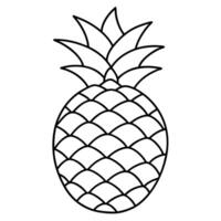 a coloring page of an food pineapple with no color just black lines, illustration line art vector