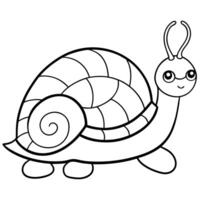 a simple coloring page drawing of the snail turtle with intricate patterns on its shell, such as vector