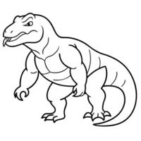 a komodo dragon with a muscular body and a forked tongue flicking out, illustration line art vector