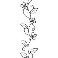 vertical tile vine wrapped with flowers growing on and over, illustration line art vector