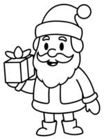 this is a black and white line drawing of an animated character, resembling santa claus he has a vector