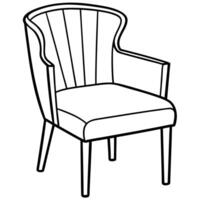 a black and white drawing of a chair on white background, illustration line art vector