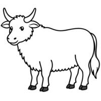 yak line art on white background, illustration line art vector