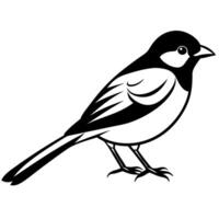 4 set chickadee black silhouette, side view, different style art, solid white color background, vector