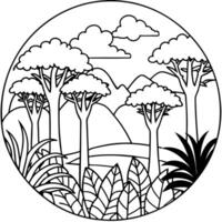 rainforest, illustration line art vector