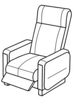 a coloring page of an recliner with no color just black lines, illustration line art vector