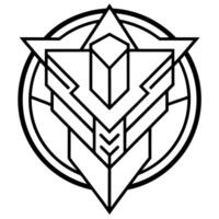 symmetrical cyberpunk logo, illustration line art vector