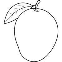 mango with top one leaf outline, illustration line art vector