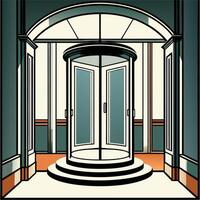 revolving door realistic and elegant, illustration line art vector