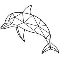 polygonal dolphin, clean lines and curves , art nouveau, illustration line art vector