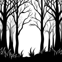dark misty forest backdrop enchanted woods gloomy foggy grove mystery halloween background vector