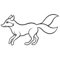 a fox runing, illustration line art vector