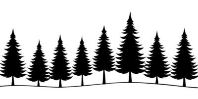 pine trees silhouette isolated, set coniferous forest illustration, illustration line vector