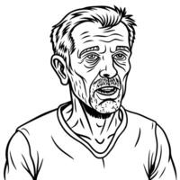 decrepit male zombie reminiscent of the walking dead with copyspace for text, illustration vector