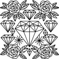 background, filling page, diamonds filled with floral petals, where each diamond contains a unique vector