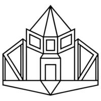 a building composed of geometric shapes, reminiscent of a cubist painting, illustration line vector