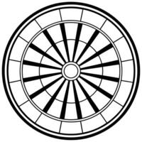 an image of dart board silhouette with a white background, illustration line art vector