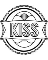 logotype, confectionery, line art, aesthetic, thin lines, cake, name kiss, illustration line vector