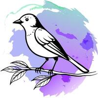 a 3d render of a minimalist watercolor painting of a bird perched on a branch the bird has a grey vector