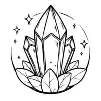 logo for magic beautiful crystal, illustration line art vector