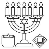 happy hanukkah greeting card or background illustration, illustration line art vector
