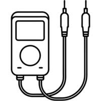 multimeter with two leads and without pins on top, illustration line art vector