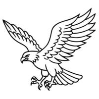 a detailed illustration of a red-tailed hawk in mid-flight, wings spread wide, with vector