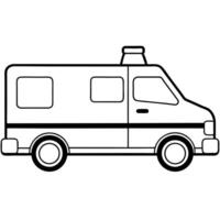 show a simple line art of an ambulance no shading, high contrast, illustration it must have vector