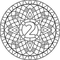 a detailed coloring page featuring a mosaic pattern with the number 2 integrated into the design vector