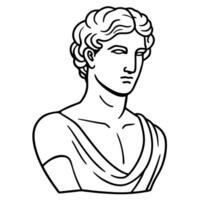 shoulder length silhouette of the apollo statue, illustration line art vector