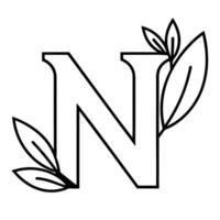 letter nature hommes leafy, illustration line art vector