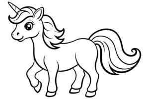 a cute, cartoon-style unicorn with a flowing mane and tail it has a single horn the unicorn is vector