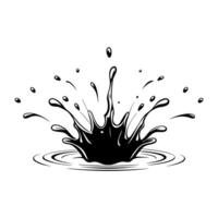 black ink splash white background, illustration line art vector